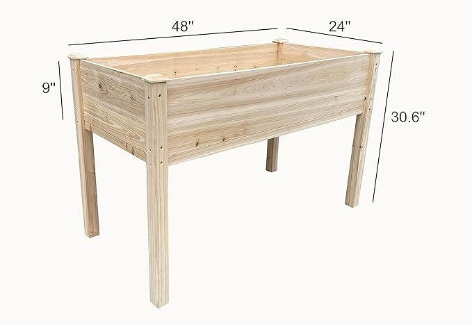 BTExpert 4ft Wooden Raised Garden Bed with Legs, 48x24x30in Elevated Planter Box Stand for Vegetable Flower Backyard, Patio, Balcony Large Wood Raised Beds Liner Outdoor - 30 in Height