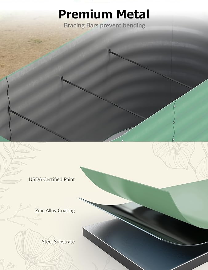 Outdoor and Indoor use Garden Raised Garden Bed Kits, 6x3x2 ft ft Metal Raised Planter Bed for Vegetables Flowers Ground Planter Box- Green