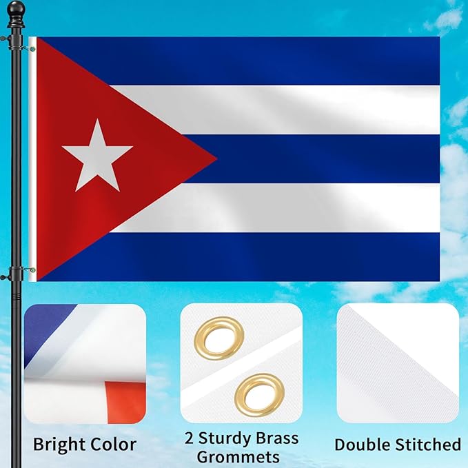 Cuban Flag 3x5 FT Heavy Duty Cuba Flag Double Stitched Vivid Color Fade Proof Outdoor Decor With Brass Grommets(Cuba)