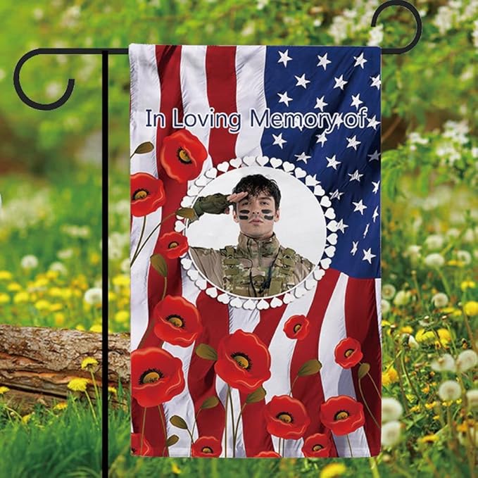 in Loving Memory of Our Hero Memorial Day Garden Flag Poppy American Patriotic 12.5 x 18 Inch Vertical Double Sized 4th of July Independence Day Yard Outdoor Decoration