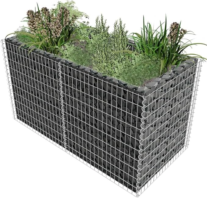 YAFF Gabion Raised Bed Steel 70.9"x35.4"x39.4" Silver (58.08lbs)
