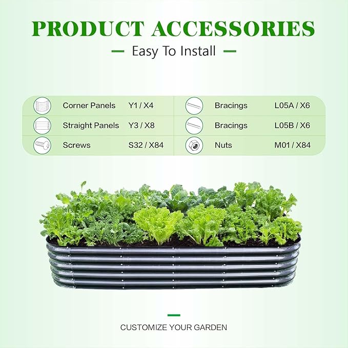 Raised Garden Beds for Vegetables Flowers Herbs (Dark Gray-8x2x1.4FT-1Pack, Oval)