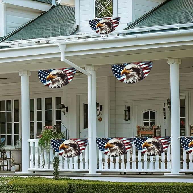 American Flag Patriotic Eagle American Non-Pleated Fan Flag TQN2879FL, 1.5x3 ft, 2 Pack Suitable for Outdoor and Indoor