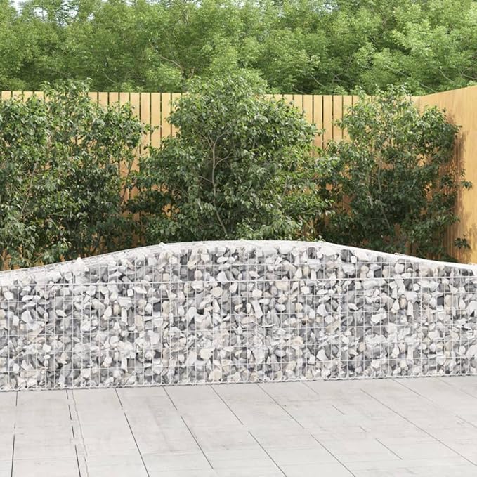 Gabion Basket Set of 2, Silver Galvanized Iron Rectangular Decorative Inlays for Outdoor Landscaping, Weather Resistant Raised Garden Bed Planters