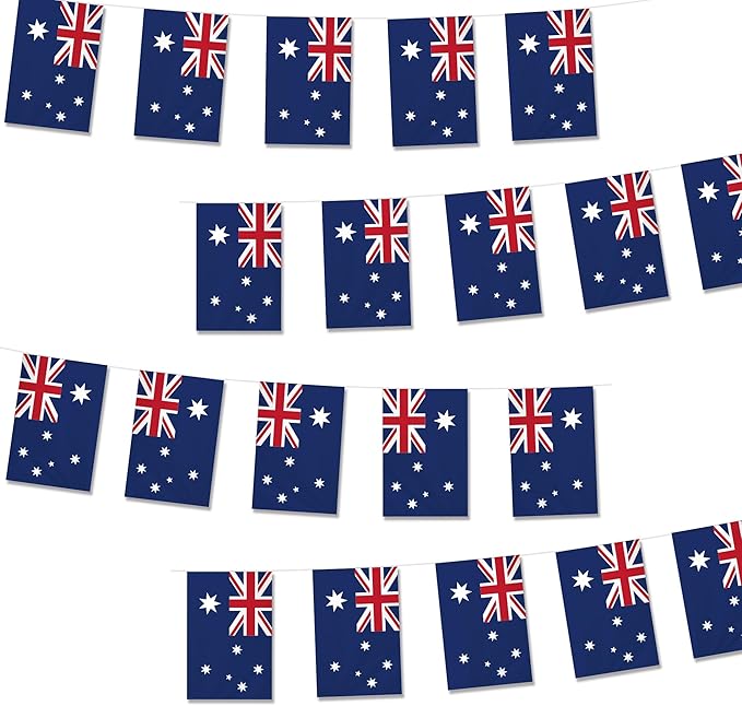 Australia Flags Australian Small Mini Hanging Flags Pennant Banner Decorations For Schools,National Sports Events, Grand Opening,Patriotic Festival, Party, 20Ft 20 PCS