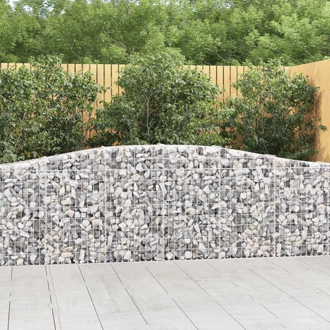 Gabion Basket Set of 4, Silver Galvanized Iron, 31.5/39.4 in Large Outdoor Planter for Garden Beds, Retaining Walls