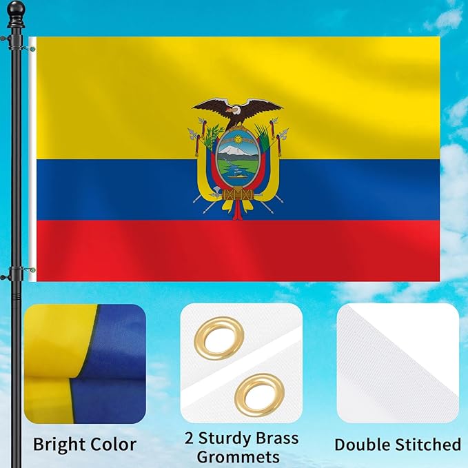 Ecuador Flag 3x5 FT Heavy Duty Ecuadorian Flag Double Stitched Vivid Color Fade Proof Outdoor Decor With Brass Grommets(Ecuador)