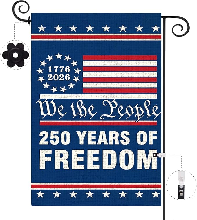 250th Anniversary USA Garden Flag for Outside 1776-2026 Patriotic American Flag Double-Sided Waterproof Yard Flag 12x18 Inch 4th of July Decorations USA 250th Anniversary Merchandise 2