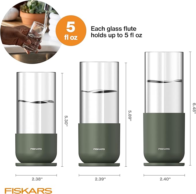 Fiskars Plant Propagation Set, Glass Vases with Metal Stands for Rooting Cuttings, Hydroponic System for Growing Plants in Water & Decorative Display for Indoor Garden Decor, 3 Pack, Clear