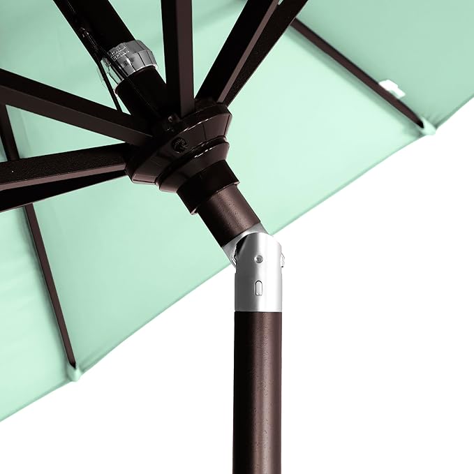 California Umbrella 12-Year-Non-Fading, 9Ft Premium Sunbrella Patio Umbrella, Hand-Crank, Button-Tilt, Bronze Frame, Spa Fabric