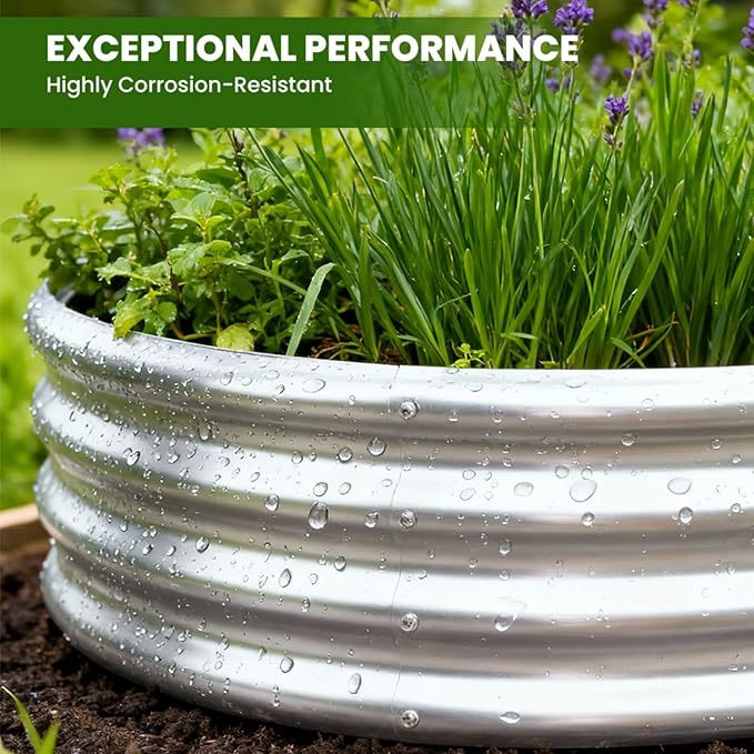 Raised Garden Bed, Outdoor Galvanized Planter Boxes, Oval Large Metal Raised Garden Beds for Vegetables 4×2×1ft,4pack