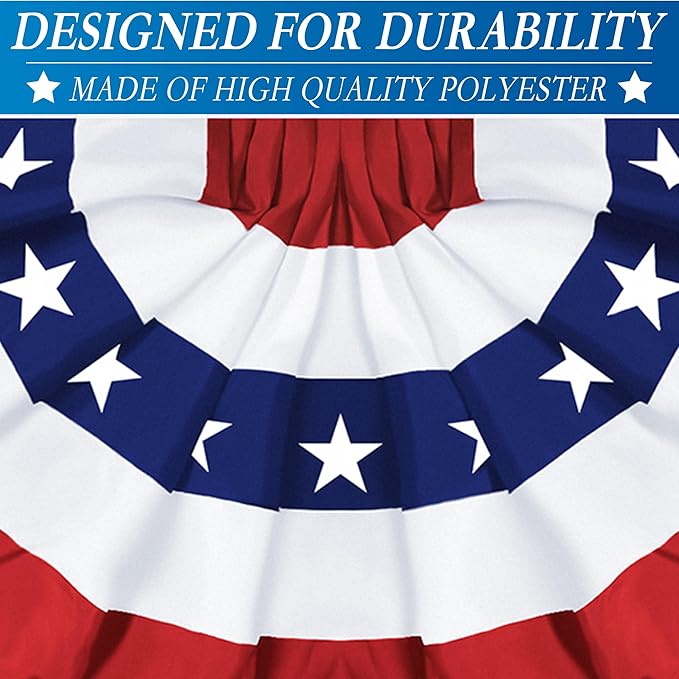 8 Pack 250th Anniversary 1.5x3 FT American Bunting Flag, 4th of July Decorations USA Pleated Fan Flag Memorial Day Outdoor Patriotic Half Fan Flags Banner Fourth of July Independence Day Outside Decor