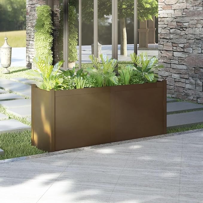 Garden Planter,Raised Flower Beds,Gardening Planters,Multifunctional Raised Bed,Plant Privacy Fence,Greenhouse Planter,for Gardens,Patios,Balconies,Honey Brown 59.1"x19.7"x27.6" Solid Wood Pine