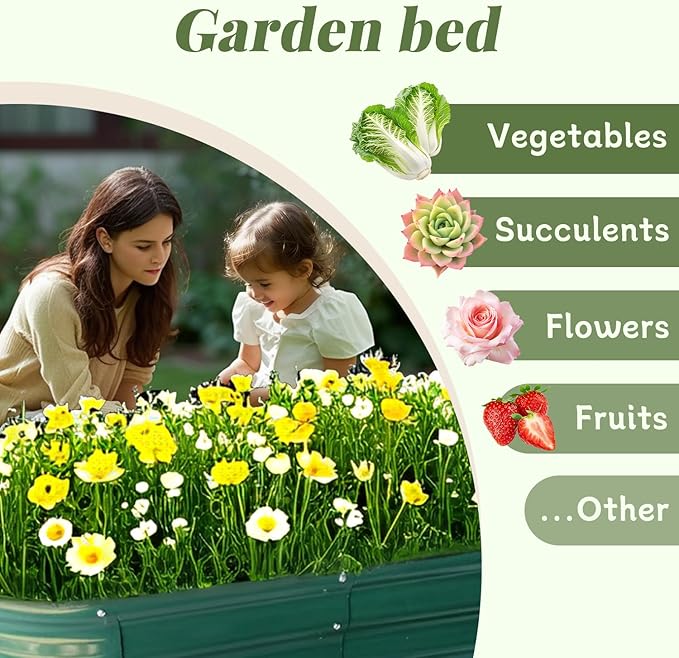 2 Pack Raised Garden Bed, Raised Beds for Gardening Outdoor for Vegetables and Flowers Ground Planter Box, Galvanized Metal Planter Grow Garden Box,4x2x1ft