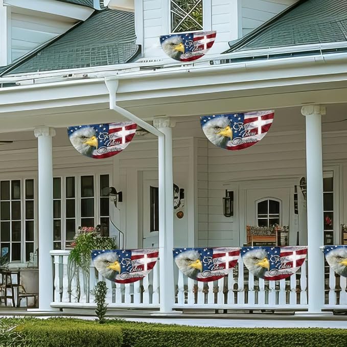 Patriotic Eagle God Bless America Non-Pleated Fan Flag MLN2625FL, 1.5x3 ft, 4 Pack