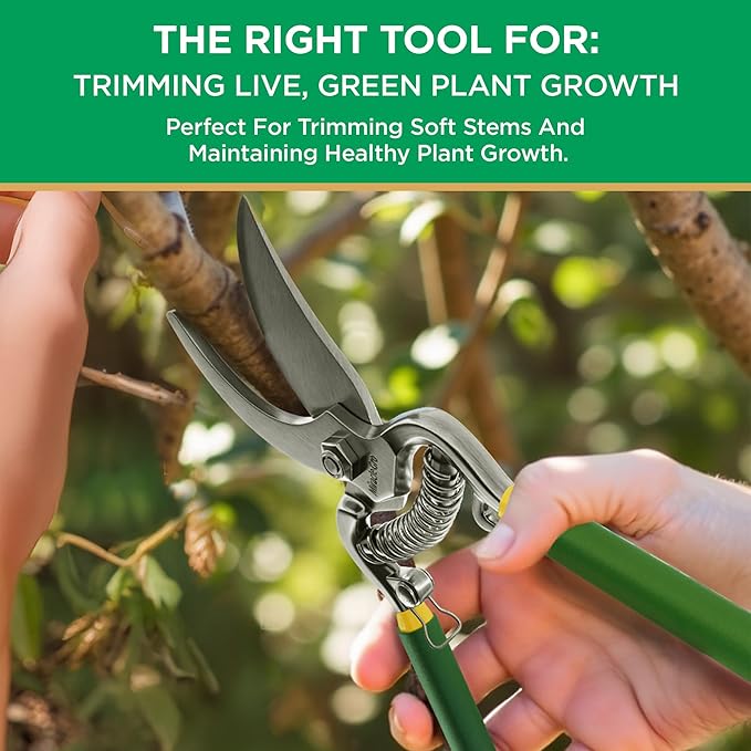 Miracle-Gro 8 in. Bypass Pruning Shears with Belt Pouch – 1/2 in. Cutting Capacity Hand Pruner with Carbon Steel Blade and Comfort Grip – Garden Tool for Live Plants and Soft Stems