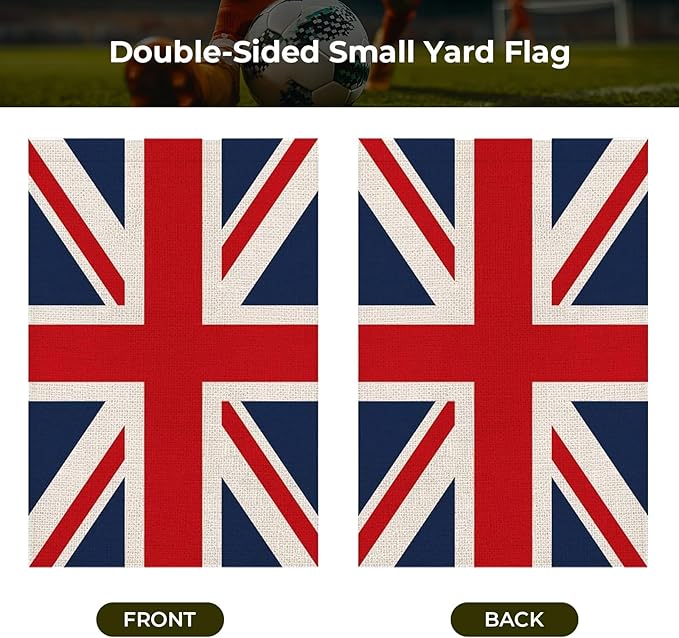 UK Garden Flag 12 x 18 Inch, British Yard Flag Double Sided Burlap Outdoor Decor for Porch, Lawn, Mailbox, National Celebrations