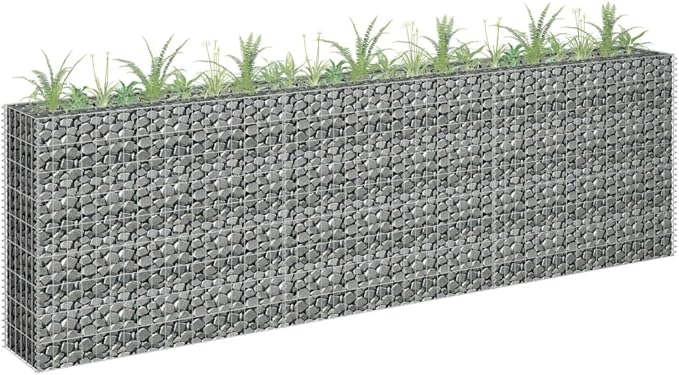 Gabion Raised Bed, Gabion Cages for retaining Walls Outdoor Backyard Planter Raised Garden Bed Suitable for Outdoor Landscape Lawn Cafes Backyard Patio Galvanized Steel 106.3"x11.8"x35.4"