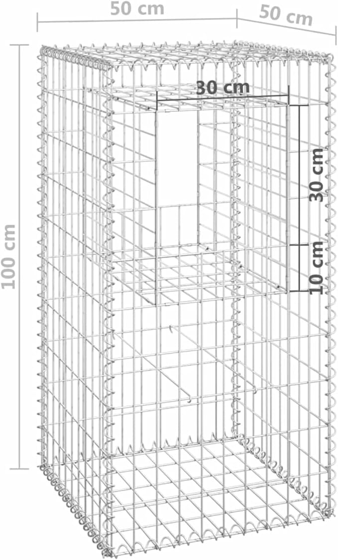 Gabion Basket Post Raised Bed Planter Gabion Wall Gabion Basket Pots Walls Flowers Stand Outdoor Grow Box Gabion Raised Bed 50x50x100 cm Iron