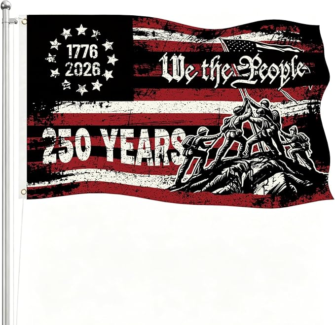 250th Anniversary USA Flag 3x5 Ft Double-Sided Garden Decor for Outside 4th of July American 250th Anniversary Patriotic Celebration Essential Supplies Home Decoration for Front Door,Yard,Porch (Dark Blue Red Stripe, 3x5 Ft)