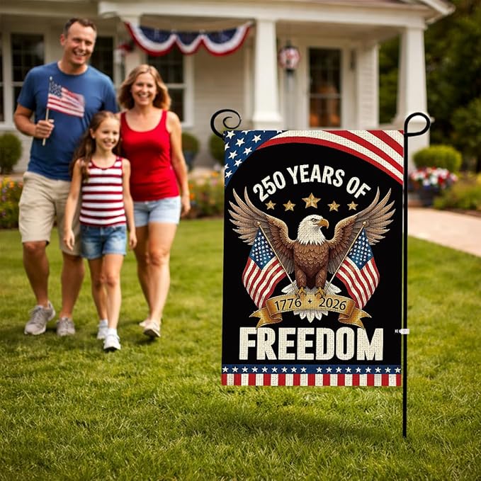 250th Anniversary USA Garden Flag for Outside 1776-2026 Patriotic American Flag Double-Sided Waterproof Yard Flag 12x18 Inch 4th of July Decorations USA 250th Merchandise God Bless America 6