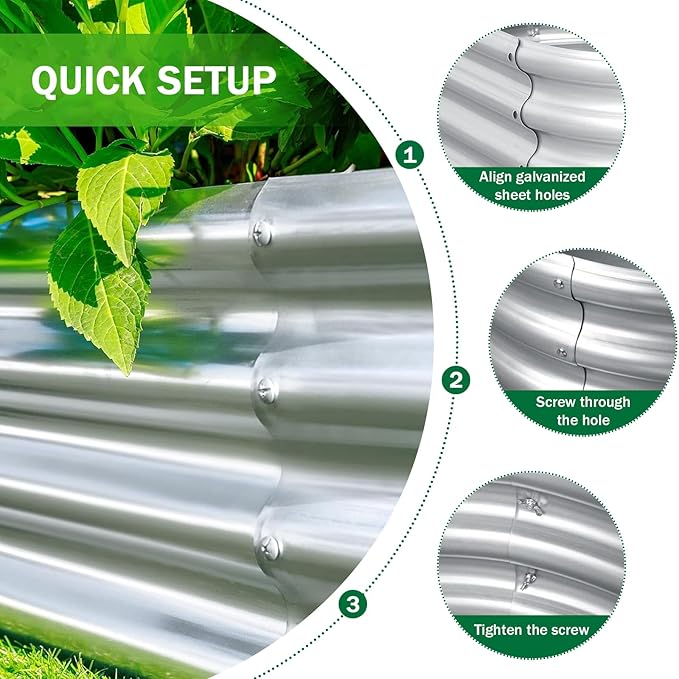 2Pcs 3x2x1FT Raised Garden Beds Outdoor Kit, Galvanized Oval Planter Box, Metal Bottomless Elevated Garden Boxes Set for Planting Vegetables, Fruits, Flowers