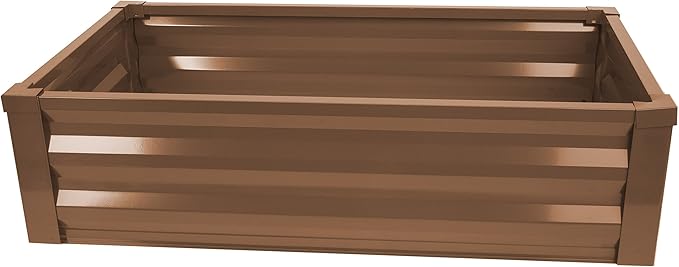 Greenes Fence Timber Brown Powder-Coated Metal Raised Garden Bed Planter 24" W x 48" L