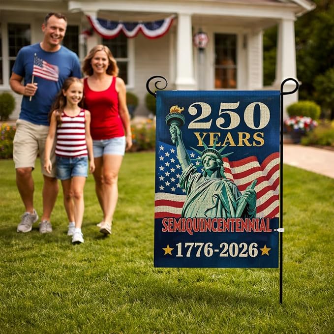 250th Anniversary USA Garden Flag for Outside 1776-2026 Patriotic American Flag Double-Sided Waterproof Yard Flag 12x18 Inch 4th of July Decorations USA 250th Merchandise God Bless America 8