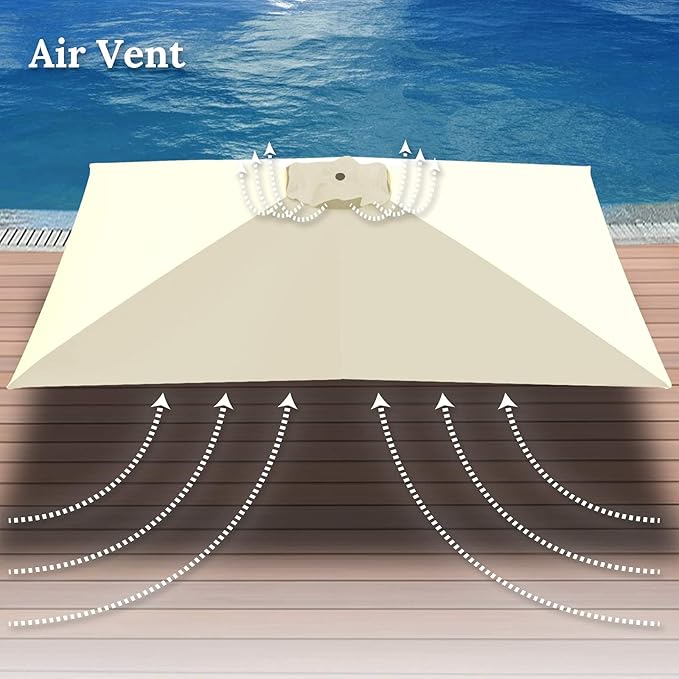 BenefitUSA Top Cover Replacement Umbrella Canopy for 10ft x 6.5 ft 6 ribs Patio Umbrella Outdoor Market (Canopy Only)