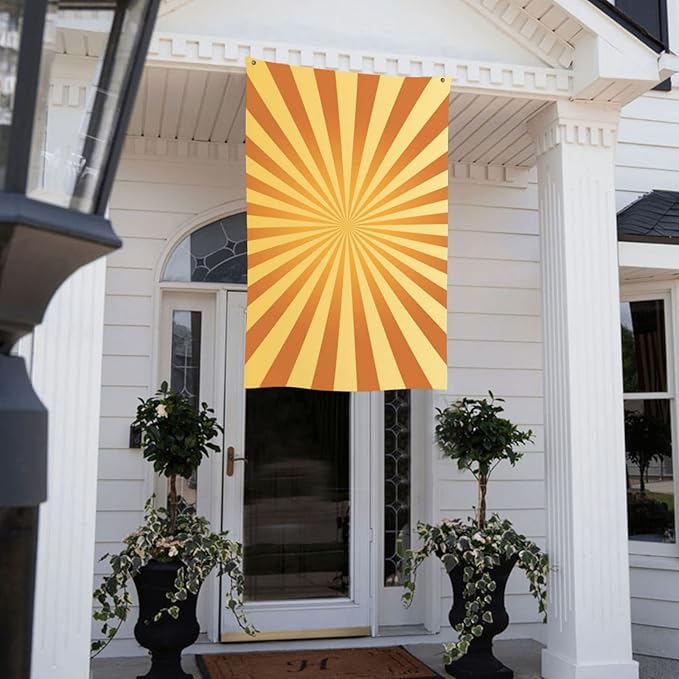 Outdoor Flags Retro 60s Background Summer Garden flag Double Sided Yard Flags 3x5FT Spring Summer Holiday Garden Decor for Outside, Lawn, Porch, Balcony.