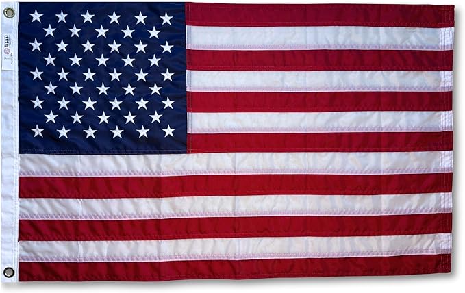 2x3 ft (24x36 in) Heavy-Duty American Flag – 100% Made in USA, FMAA Certified – UV-Resistant 210D Outdoor Nylon with Embroidered Stars, Sewn Stripes, Brass Grommets, Reinforced Fly End for High-Wind