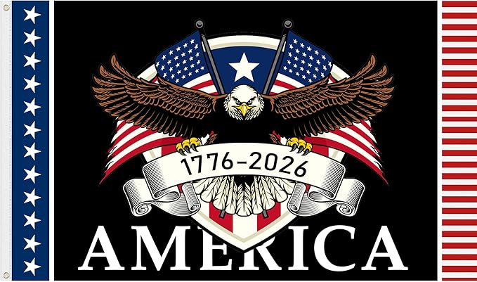 250 Year American Anniversary Flag, 3x5 Ft Double Sided American Flag, 1776-2026 250 Years Outdoor Anniversary Banner Decorations with 2 Brass Grommets (A4)