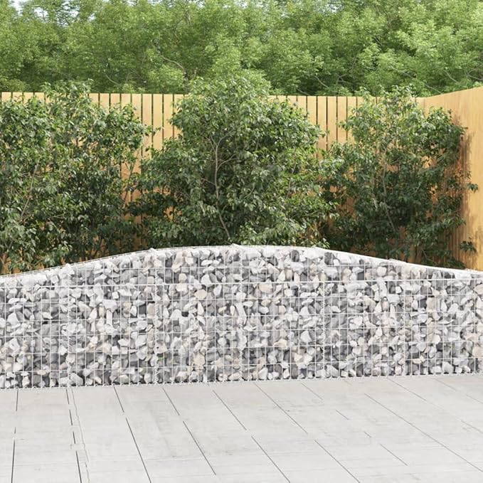 Gabion Basket Set of 5, Silver Galvanized Iron, 157.5x157.5x31.5 Inch Rectangular Outdoor Garden Planters for Landscaping