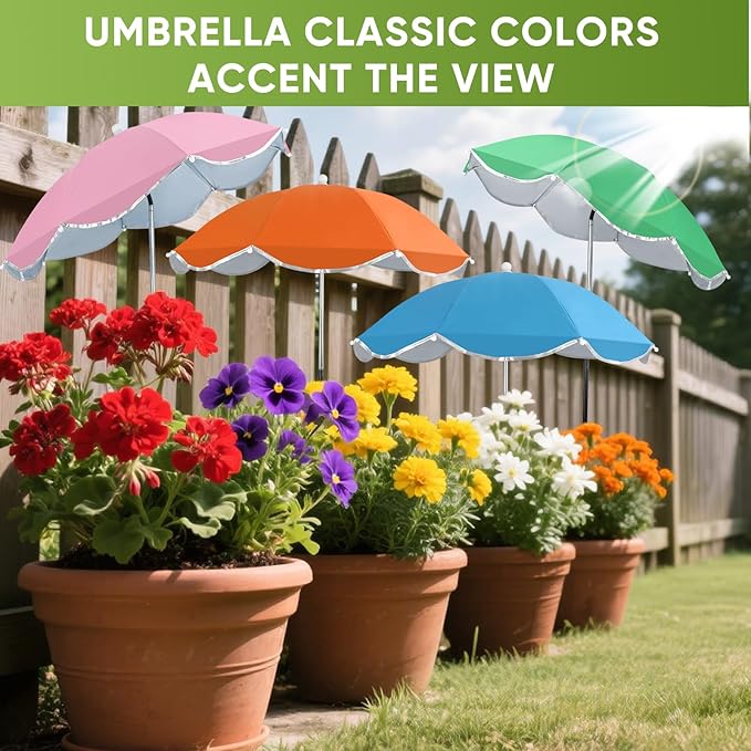 4Pack Plant Umbrellas for Outdoor, 24inch Plant Shades for Outdoor with Durable 39.5'' High M-Shaped Plug for Stronger Wind Resistanc Flower, Potted, Garden Beds