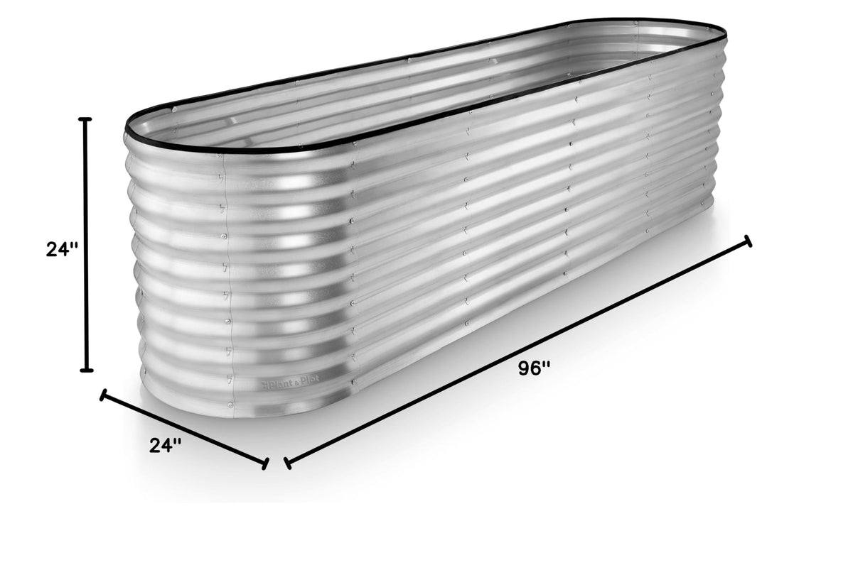 Galvanized Raised Garden Beds Outdoor (Silver / 8×2×2 Ft)