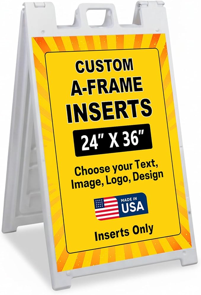Custom A-Frame Sign Inserts Only by DreamController - Personalized Print Inserts with Your Photo, Text or Logo | Durable Custom Panels for Sidewalk Boards, Retail & Event | 24x36 inch