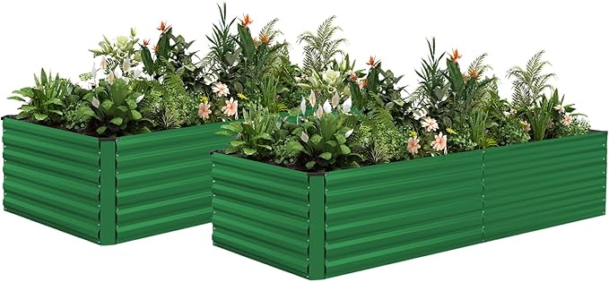 8x4x2 ft Outdoor Raised Garden Bed, Large Metal Planter Raised Beds, Planters for Outdoor Plants for Vegetables, Flowers, Herbs, Fruits, and Succulents.(2 Pcs)