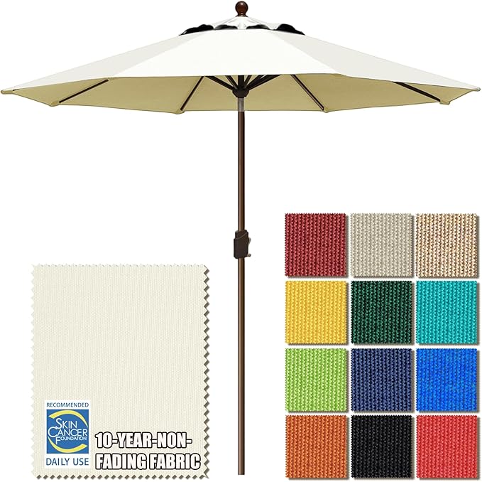 EliteShade USA 10-Year-Non-Fading 9Ft Market Umbrella Patio Umbrella Outdoor Table Umbrella with Ventilation, Natural