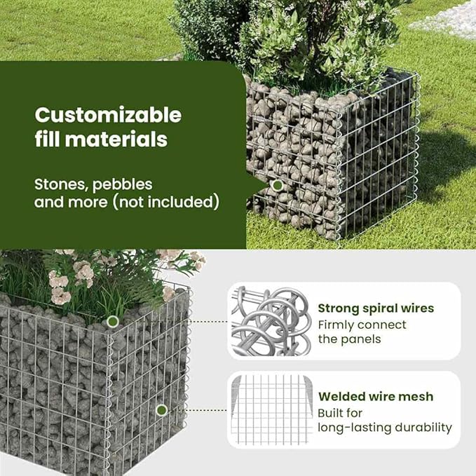 vidaXL Gabion Raised Bed Silver Galvanized Steel Medium Durable