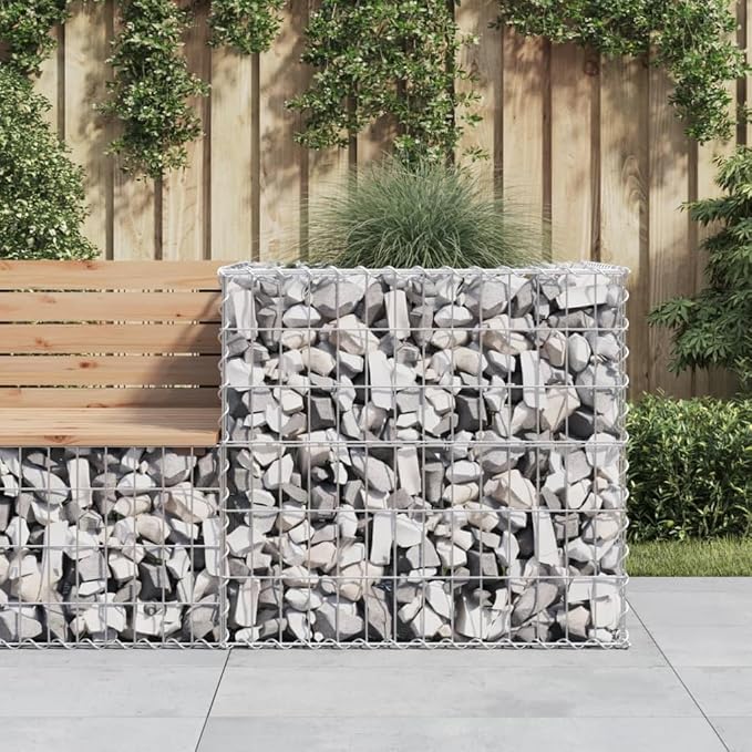 Gabion Basket Silver,Gardening Planters,Patio Raised Beds,Backyard Raised Beds,Raised Flower Beds,Garden Decoration,Planter Boxes,for Patios,Balconies,Lawn,Decks,27.6"x27.6"x25.6" Galvanized Iron