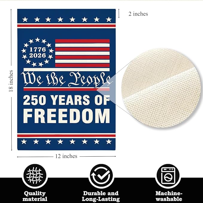 250th Anniversary USA Garden Flag for Outside 1776-2026 Patriotic American Flag Double-Sided Waterproof Yard Flag 12x18 Inch 4th of July Decorations USA 250th Anniversary Merchandise 2
