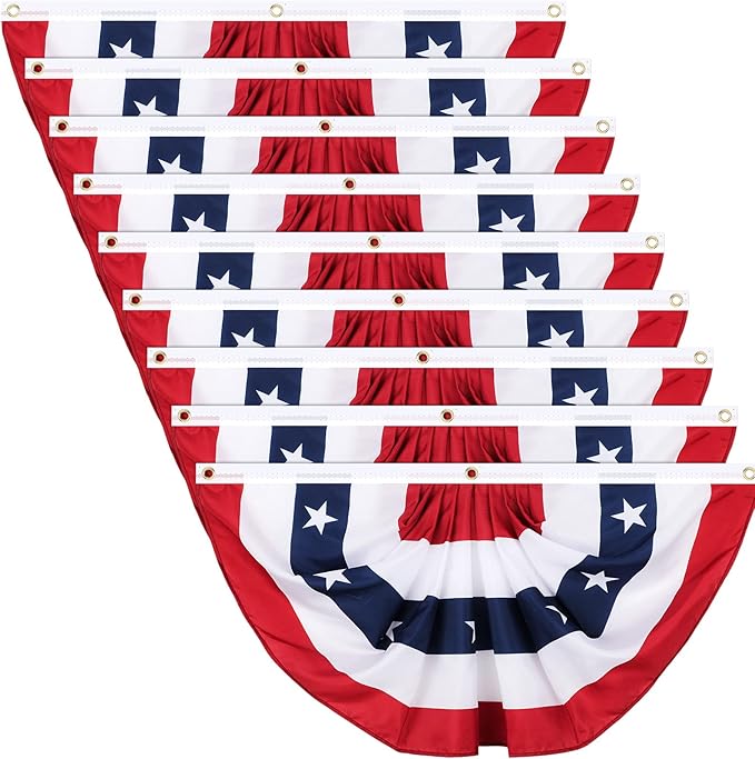 Tatuo 9 Pcs 2 x 4 Feet 250th Anniversary Pleated Fan Flags, 4th of July Patriotic Decorations American USA Bunting Flag Stars and Stripes Banner for Independence Day Memorial Day