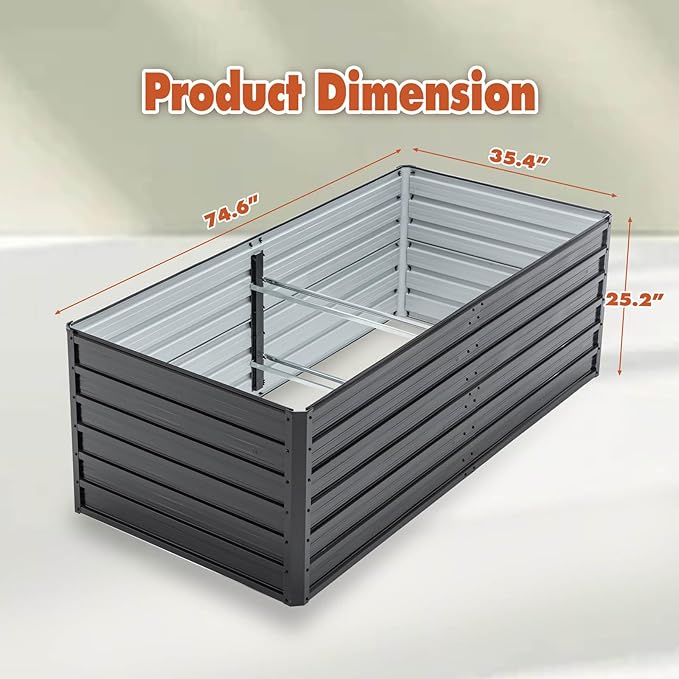 Anwick 6x3x2 FT Galvanized Raised Garden Bed Kits - Garden Planters for Outside, Rectangular Metal Planters Box, Deep Root Planters for Outdoor Plants Vegetables Flowers (6x3x2FT)