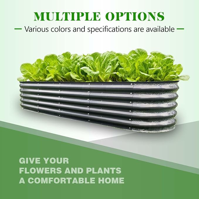 Raised Garden Beds for Vegetables Flowers Herbs (Dark Gray-8x2x1.4FT-1Pack, Oval)