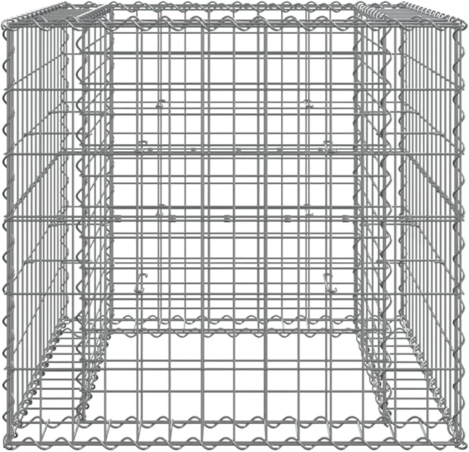 Gabion Basket Silver,Gardening Planters,Patio Raised Beds,Backyard Raised Beds,Raised Flower Beds,Garden Decoration,Planter Boxes,for Patios,Balconies,Lawn,Decks,27.6"x27.6"x25.6" Galvanized Iron