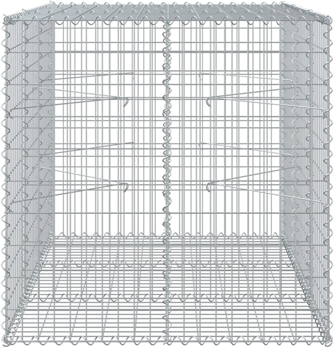 Galvanized Iron Gabion Basket with Cover 59.1"x39.4"x39.4" Outdoor Metal Planter Box for Raised Garden Bed, Landscaping, Stone Fence Wall Design