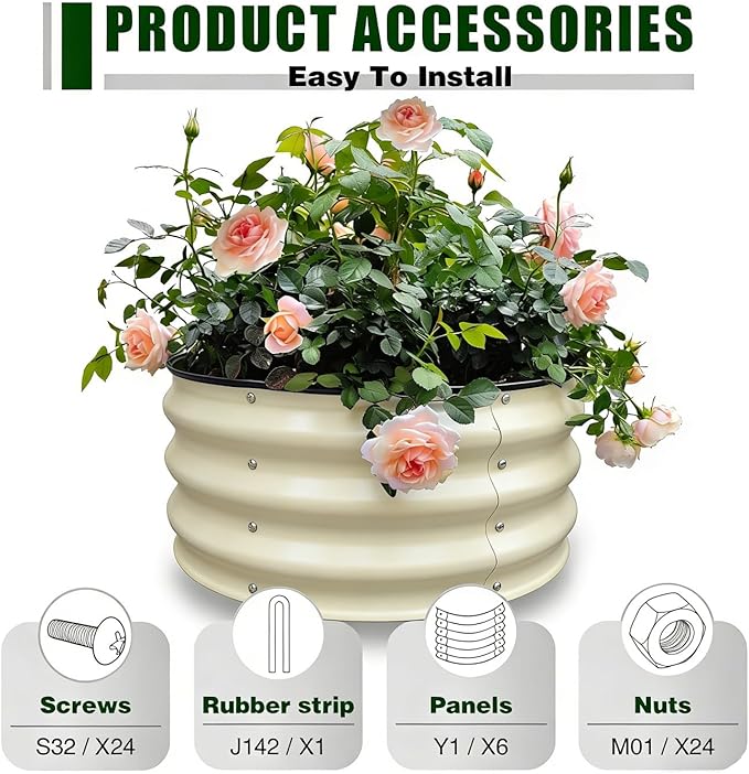 GrowHaus 2-Pack Round Raised Garden Beds for High Yield - 2x2x0.9FT Small Space Balcony Solution, Durable Grow Box for Planting Vegetables Flowers Herbs