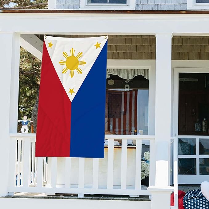 3x5 Feet Philippines Flag Outdoor Gardens Man Cave College Car Decor Double Stitched Edges Vivid Colors Polyester Fabric Filipino Philippine National Flag With 2 Brass Grommets (pk2)