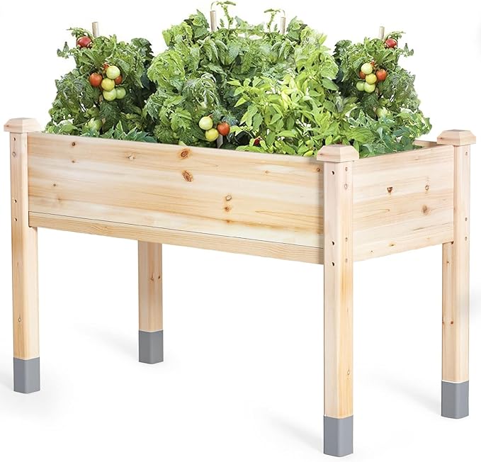 MIXC 331 lb Capacity Wooden Raised Garden Bed with Legs, 48x24x31 in. Elevated Reinforced Large Planter Box for Vegetable Flower Herb Outdoors - Beam and Column Structure - Unmatched Strength Outlast