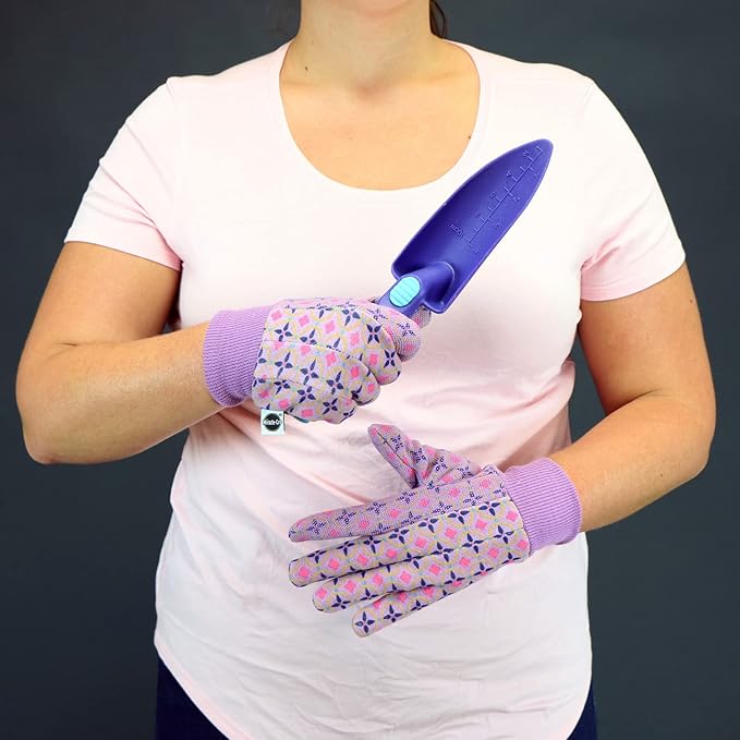 Miracle Gro Women's Printed Jersey Dotted Palm Garden Work Gloves